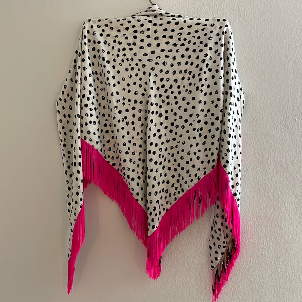 Prova 100% Silk Scarf With Bead Fringes